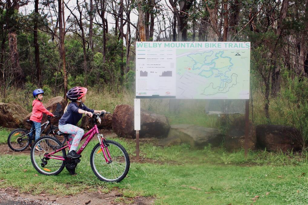 Eliza and Christo Galwey had many adventures in the school holidays, including bike rides along the Welby Mountain Bike Trail. Picture by Tanya Galwey