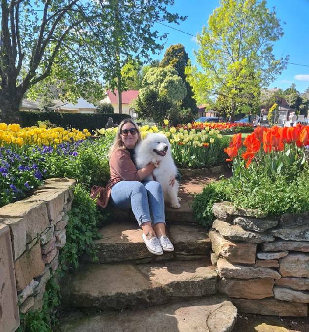 Tabitha-Maria and Glinda stopped to smell the flowers. Picture: Tabitha-Maria James
