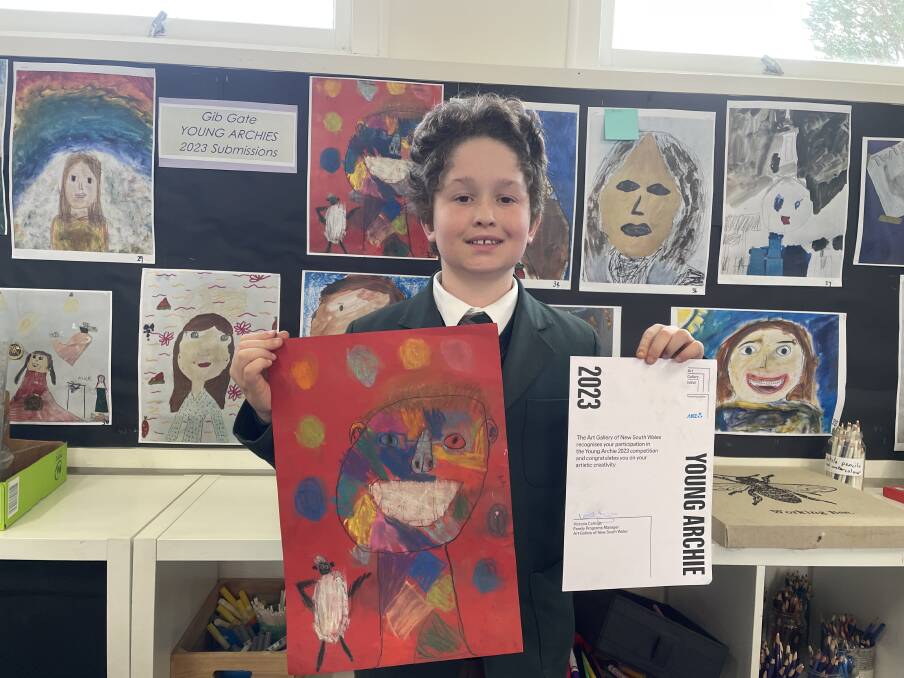 Isaac Webb has been shortlisted for the Young Archie - a version of the Archibald Prize for students, with his portrait of his friend Daniel. Picture by Briannah Devlin