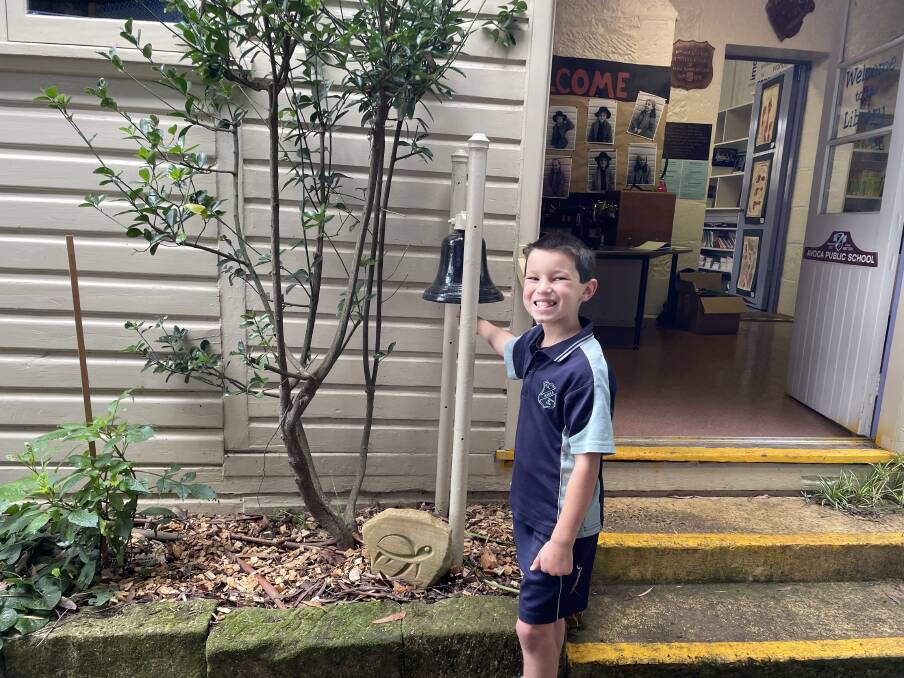 Max rang the school's bell to mark the occasion. Picture by Briannah Devlin. 