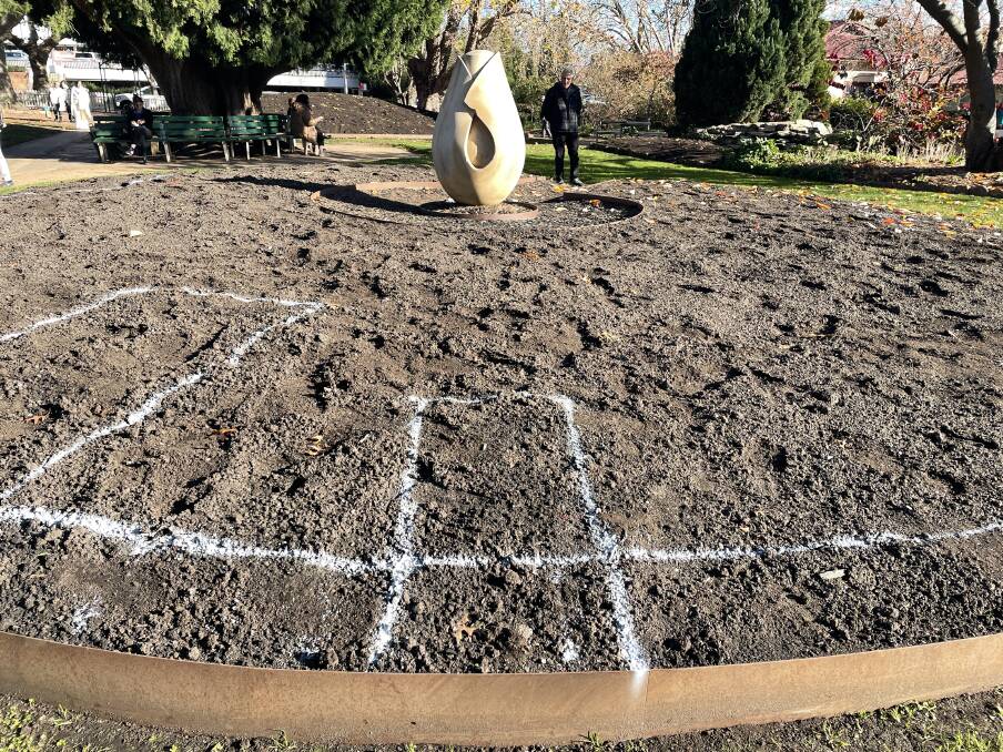Markings have been drawn in preparation for the floral displays. Picture by Briannah Devlin 