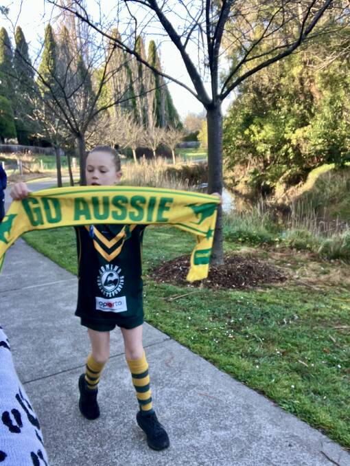 Eight-year-old Eliza Galwey hopes Australia can "get the Matlidas across the line". Picture supplied.