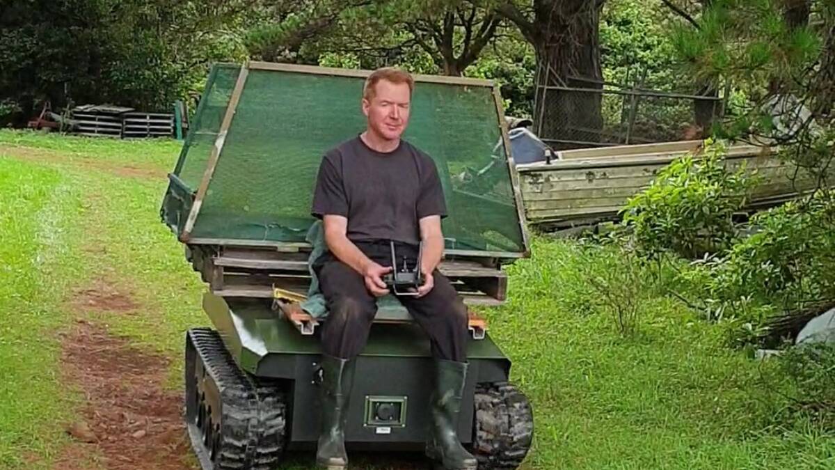 Robotics entrepreneur Paul Hemans' mower robot is being trialled for practical use at Brushtop Farm in Knights Hill. Picture supplied.