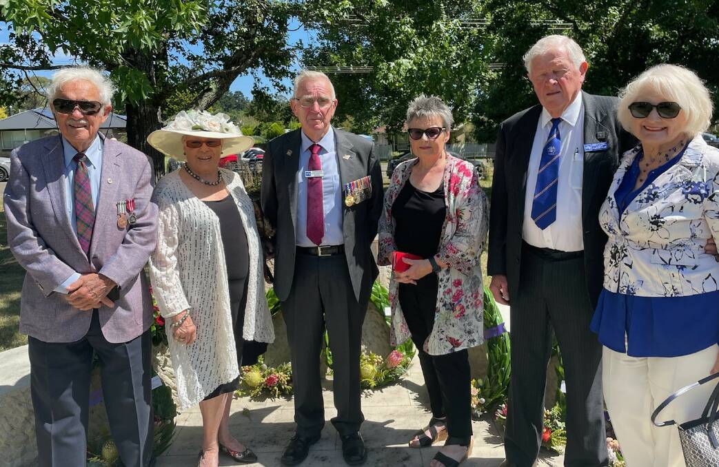Ted and Barbara Smith, Ray McCann, Olga Birrell, and Robert and Sandra Brown at a commemorative service for National Servicemen's Day. Photo supplied.
