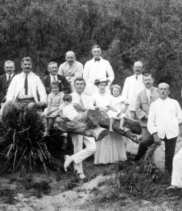 DISTINGUISHED COMPANY: The Machotka family in 1917 with Berrima internee friends, including several German naval captains.