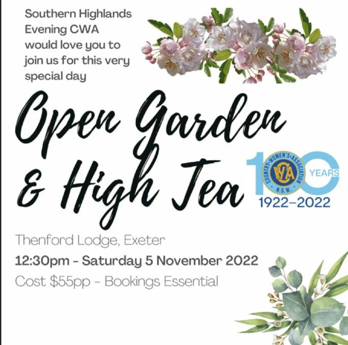 Open garden and High Tea to celebrate 100 years of CWA