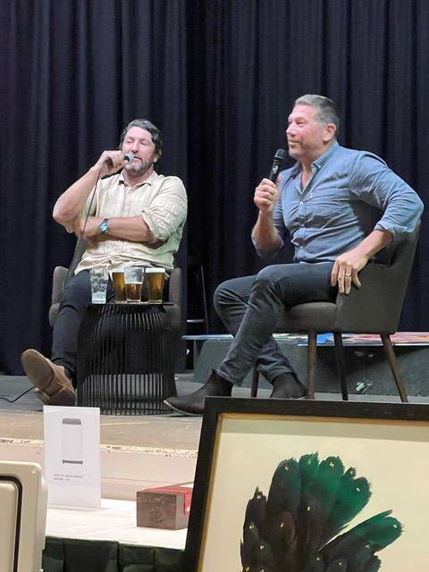 Former rugby league champions and current Fox Sports presenters Nathan Hindmarsh and Bryan Fletcher provided the audience with plenty of laughs. Picture supplied.