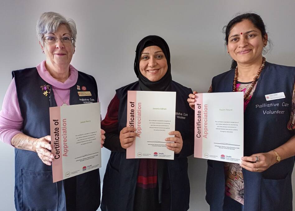 Janet Perry, Jawaria Adnan and Rajani Nayak all recently became palliative care volunteers. Picture supplied.