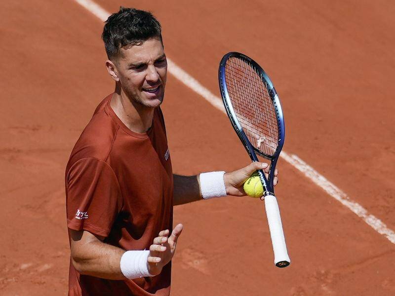 Thanasi Kokkinakis felt years had been taken off his life in a nail-biting French Open win. (AP PHOTO)