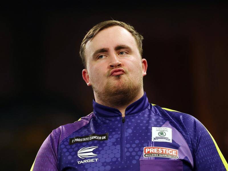 Luke Littler has crashed out in the second round of darts' Players Championship in the UK. (EPA PHOTO)