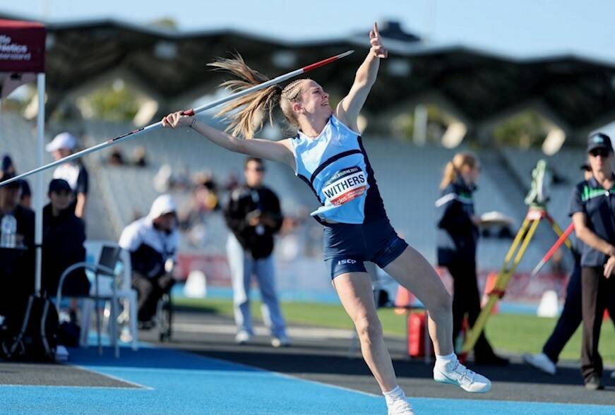 Charlotte Withers has a brilliant javelin action. Picture supplied. 