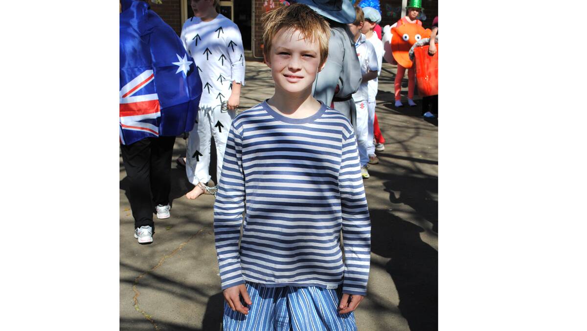 Jack Phillips was straight out of bed to protray one of his favourite book characters, the boy in the striped pyjamas.